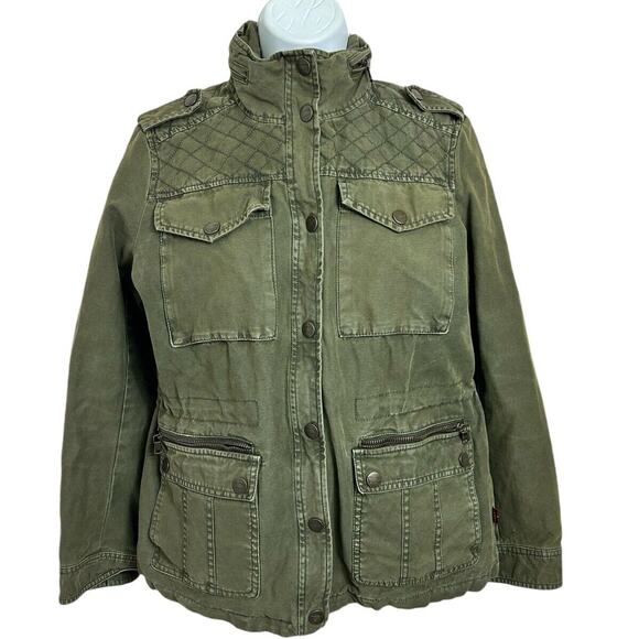 Levi's Women's Jacket Size Small Army Green Cotton Button Front Utility Style - Picture 2 of 6